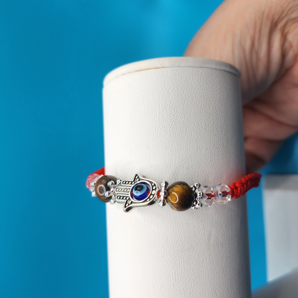 Silver and Red Evil Eye Bracelet